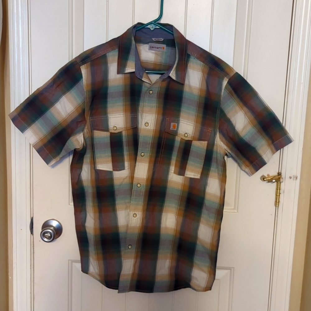 Short sleeved Carhartt button up dress shirt large